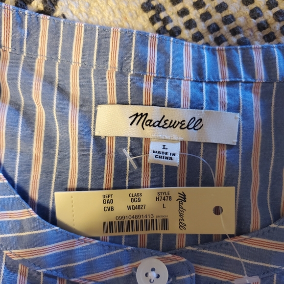 NWT Madewell Striped Frill-Sleeve Shirt - Picture 8 of 8